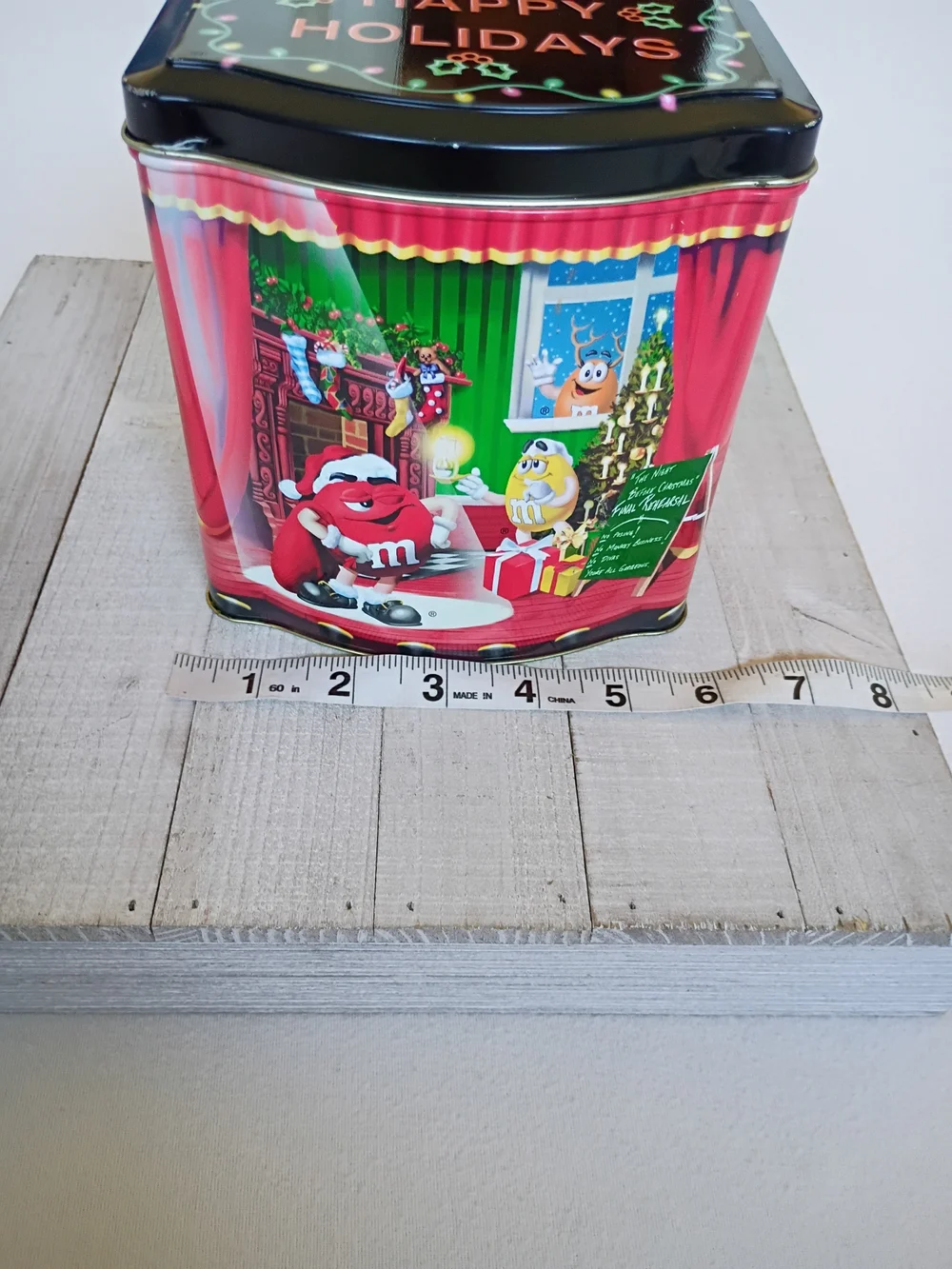Vintage 1998 M&M's Christmas Tin Limited Edition Village Series Theater No 07